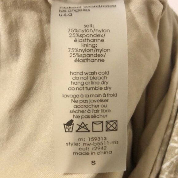 Naked Wardrobe Nude Animal Print High Neck Long Sleeve Thong Bodysuit size Small - Picture 5 of 5